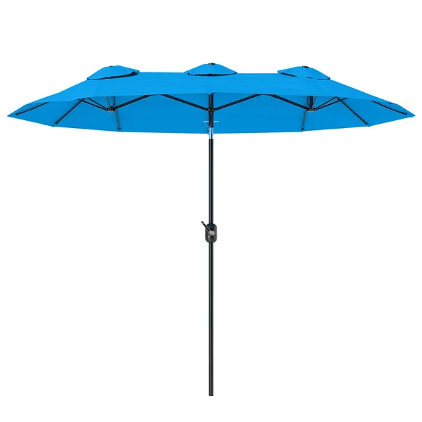 double-sided-patio-umbrella-95-outdoor-umbrella-with-push-button-tilt-and-crank-3-air-vents-and-12-ribs-cyan-blue.webp Double-sided Patio Umbrella, 9.5' Outdoor Umbrella with Push Button Tilt and Crank, 3 Air Vents and 12 Ribs, Cyan Blue - Image 1