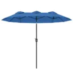 Outsunny Double-sided Patio Umbrella, 9.5 ft Outdoor Umbrella with Push Button Tilt and Crank, 3 Air Vents and 12 Ribs, Navy Blue
