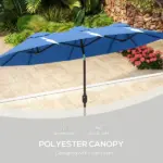 Outsunny Double-sided Patio Umbrella, 9.5 ft Outdoor Umbrella with Push Button Tilt and Crank, 3 Air Vents and 12 Ribs, Navy Blue - Image 7