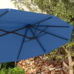 Outsunny Double-sided Patio Umbrella, 9.5 ft Outdoor Umbrella with Push Button Tilt and Crank, 3 Air Vents and 12 Ribs, Navy Blue - Image 9