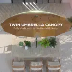 Outsunny Double-sided Patio Umbrella, 9.7 ft. Outdoor Umbrella with 45-Degree Tilt and Crank, LED Solar Light and 12 Ribs, Coffee - Image 5