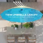 Outsunny Double-sided Patio Umbrella, 9.7 ft Outdoor Umbrella with Tilt and Crank, LED Solar Light and 12 Ribs, Light Blue - Image 5