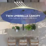 Outsunny Double-sided Patio Umbrella, 9.7 ft Outdoor Umbrella with Tilt and Crank, LED Solar Light and 12 Ribs, Navy Blue - Image 5