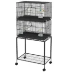 PawHut Double Stackable Bird Cage on Wheels with Stand, for Canaries - Image 11