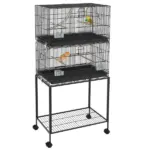 PawHut Double Stackable Bird Cage on Wheels with Stand, for Canaries