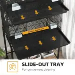 PawHut Double Stackable Bird Cage on Wheels with Stand, for Canaries - Image 4