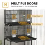 PawHut Double Stackable Bird Cage on Wheels with Stand, for Canaries - Image 5