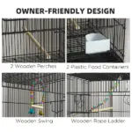 PawHut Double Stackable Bird Cage on Wheels with Stand, for Canaries - Image 6