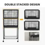 PawHut Double Stackable Bird Cage on Wheels with Stand, for Canaries - Image 7