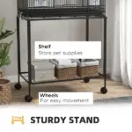 PawHut Double Stackable Bird Cage on Wheels with Stand, for Canaries - Image 8