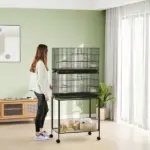 PawHut Double Stackable Bird Cage on Wheels with Stand, for Canaries - Image 9