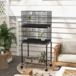 PawHut Double Stackable Bird Cage on Wheels with Stand, for Canaries - Image 10
