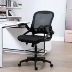 Drafting Chair, Tall Office Chair with Lumbar Support, Flip-Up Armrests, Footrest Ring and Adjustable Seat Height, Black - Image 12