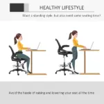 Drafting Chair, Tall Office Chair with Lumbar Support, Flip-Up Armrests, Footrest Ring and Adjustable Seat Height, Black - Image 5