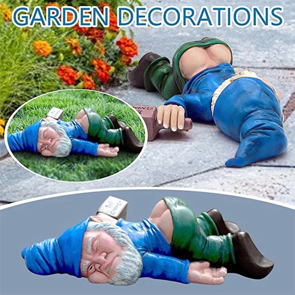Funny Drunk Dwarf Garden Gnome Outdoor Yard Patio Decoration