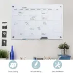 Dry Erase Glass Whiteboard Calendar, 35"x23" Monthly Planner, Frameless, with Markers and Eraser for Home Office - Image 4