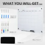 Dry Erase Glass Whiteboard Calendar, 35"x23" Monthly Planner, Frameless, with Markers and Eraser for Home Office - Image 6