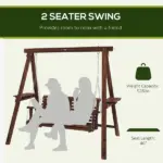 Dual-Seater Garden Swing Bench with Frame and Auxiliary Tables, Weathered Look for Outdoor Areas - Image 4