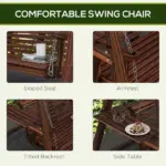 Dual-Seater Garden Swing Bench with Frame and Auxiliary Tables, Weathered Look for Outdoor Areas - Image 6