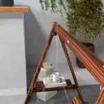 Dual-Seater Garden Swing Bench with Frame and Auxiliary Tables, Weathered Look for Outdoor Areas - Image 7