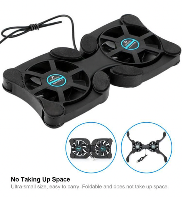 Dual Fan USB Laptop Cooling Pad Foldable Stand with Adjustable Speed