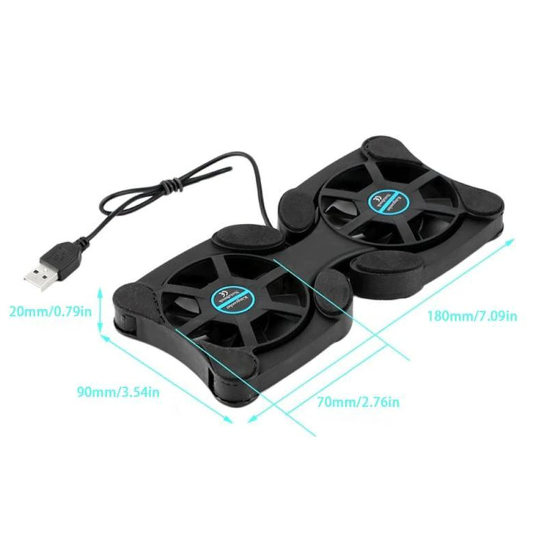 Dual Fan USB Laptop Cooling Pad Foldable Stand with Adjustable Speed