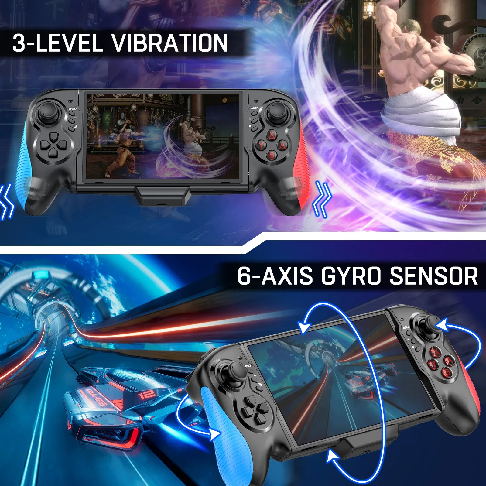 Handheld Gamepad Controller Grip with Dual Vibration for Nintendo Switch