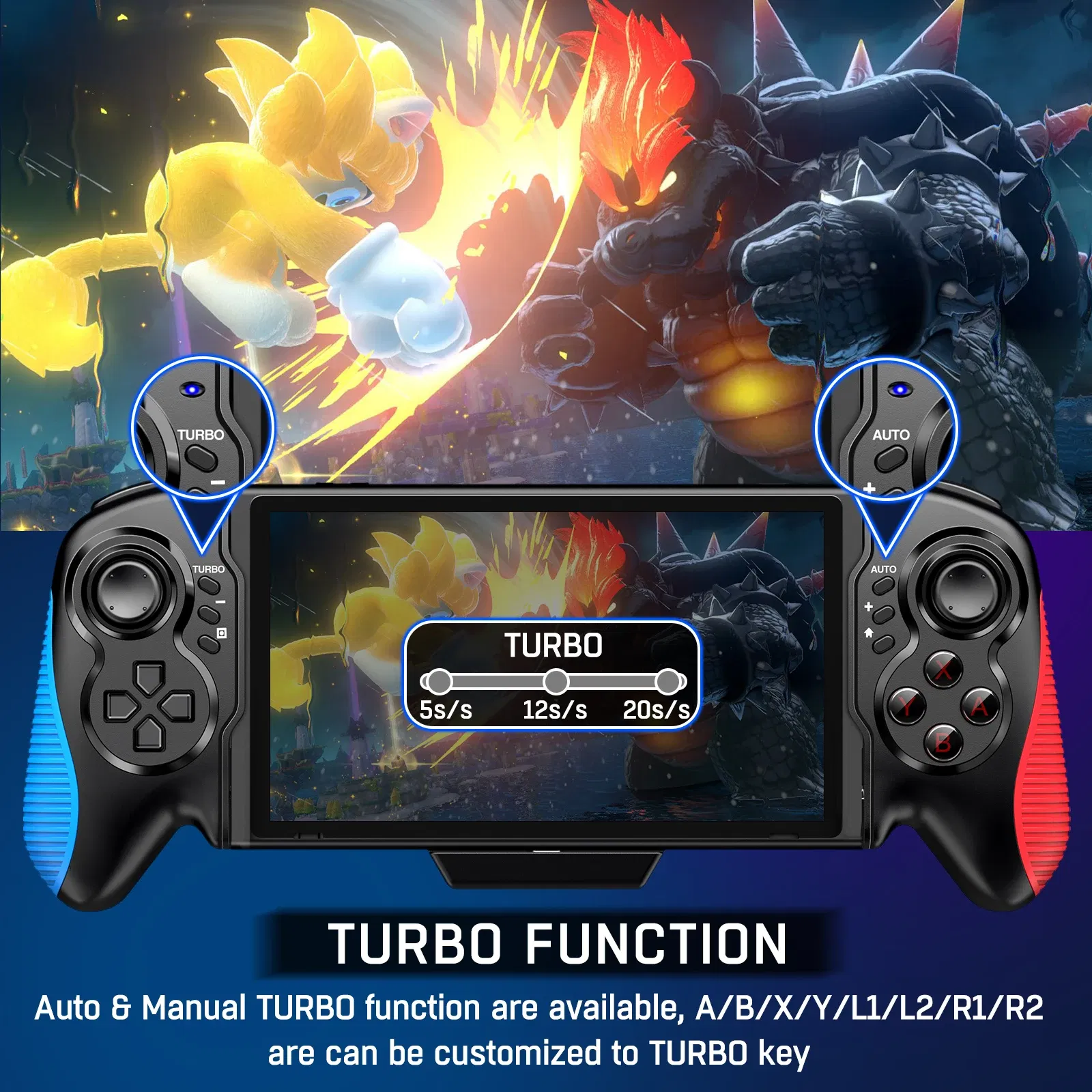 Handheld Gamepad Controller Grip with Dual Vibration for Nintendo Switch