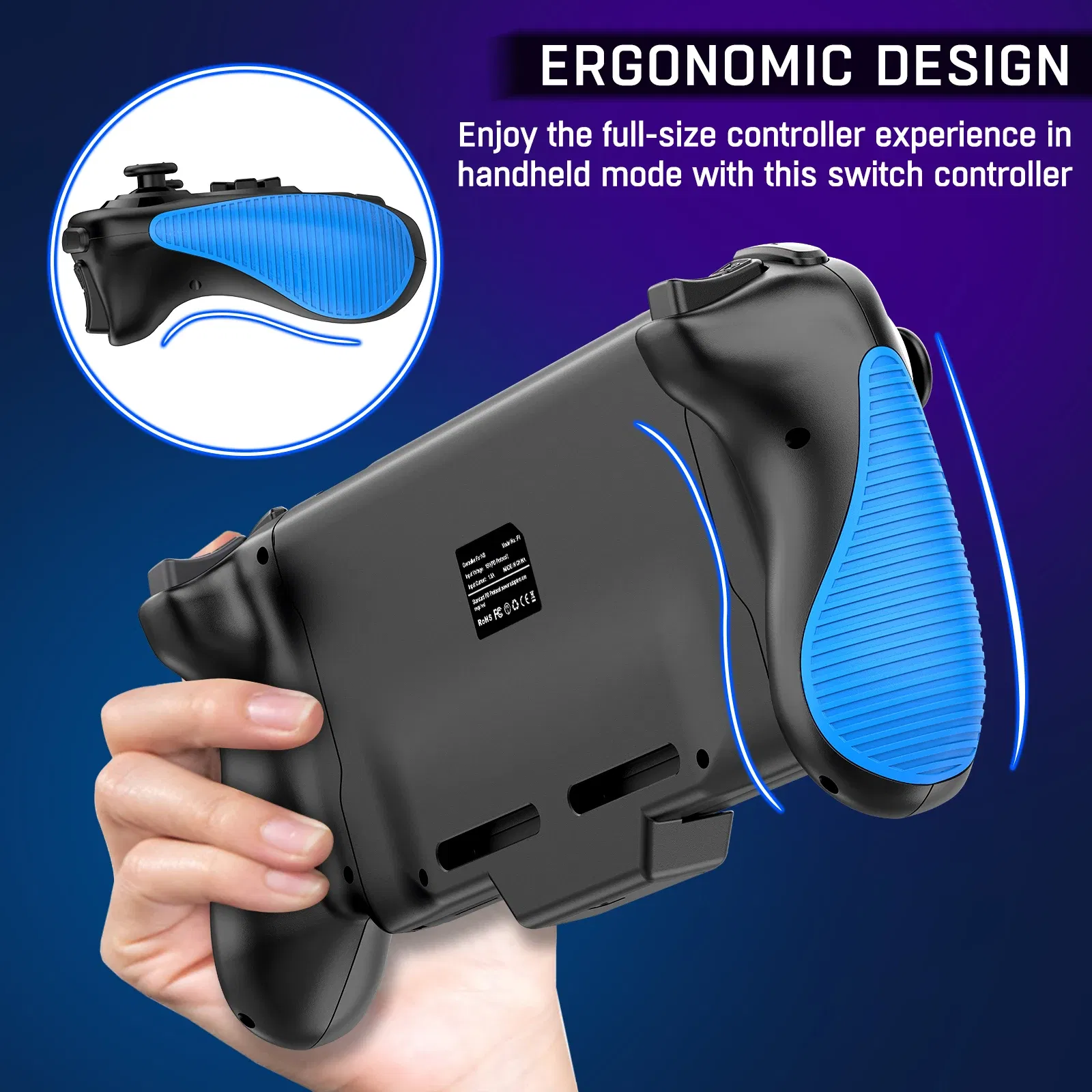 Handheld Gamepad Controller Grip with Dual Vibration for Nintendo Switch
