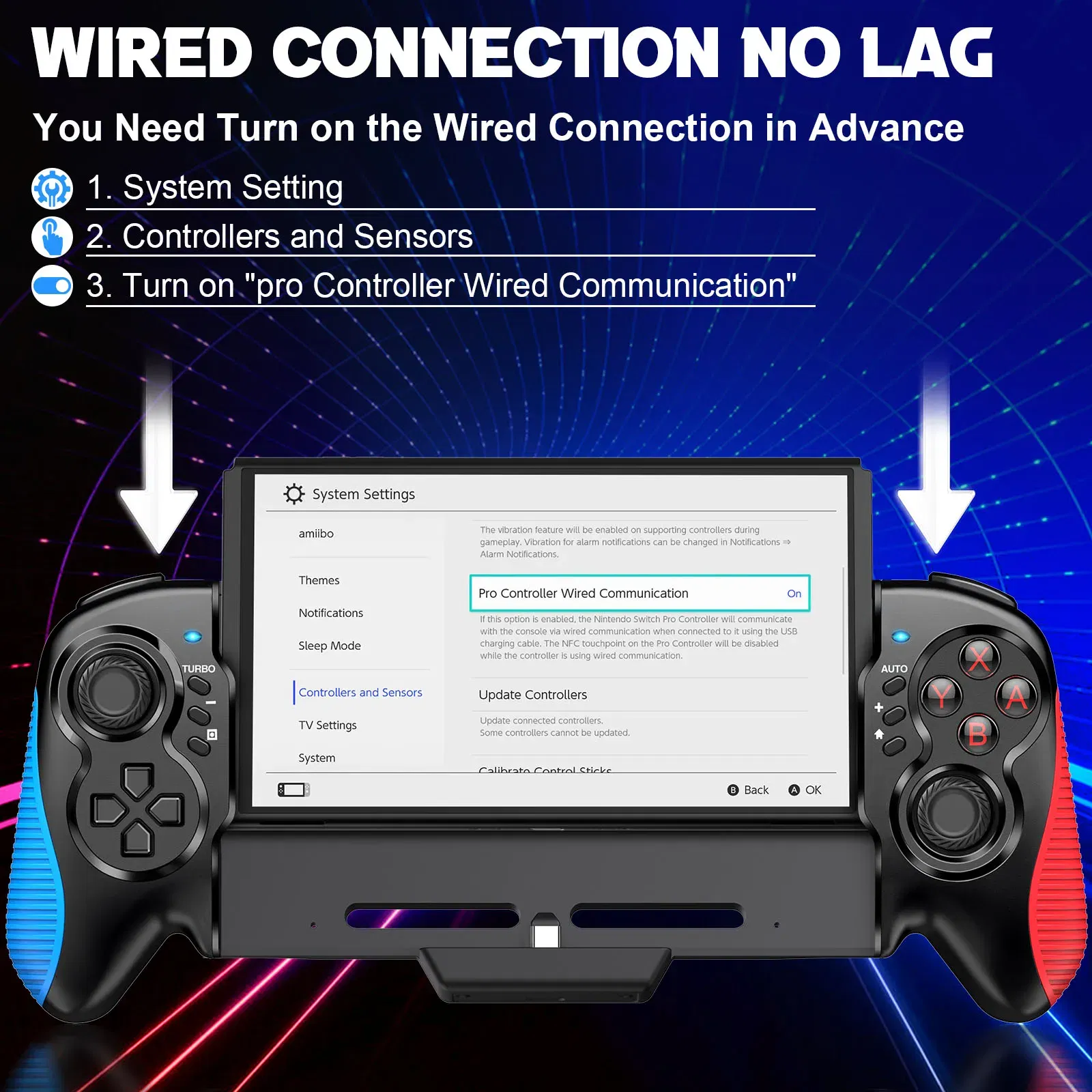 Handheld Gamepad Controller Grip with Dual Vibration for Nintendo Switch