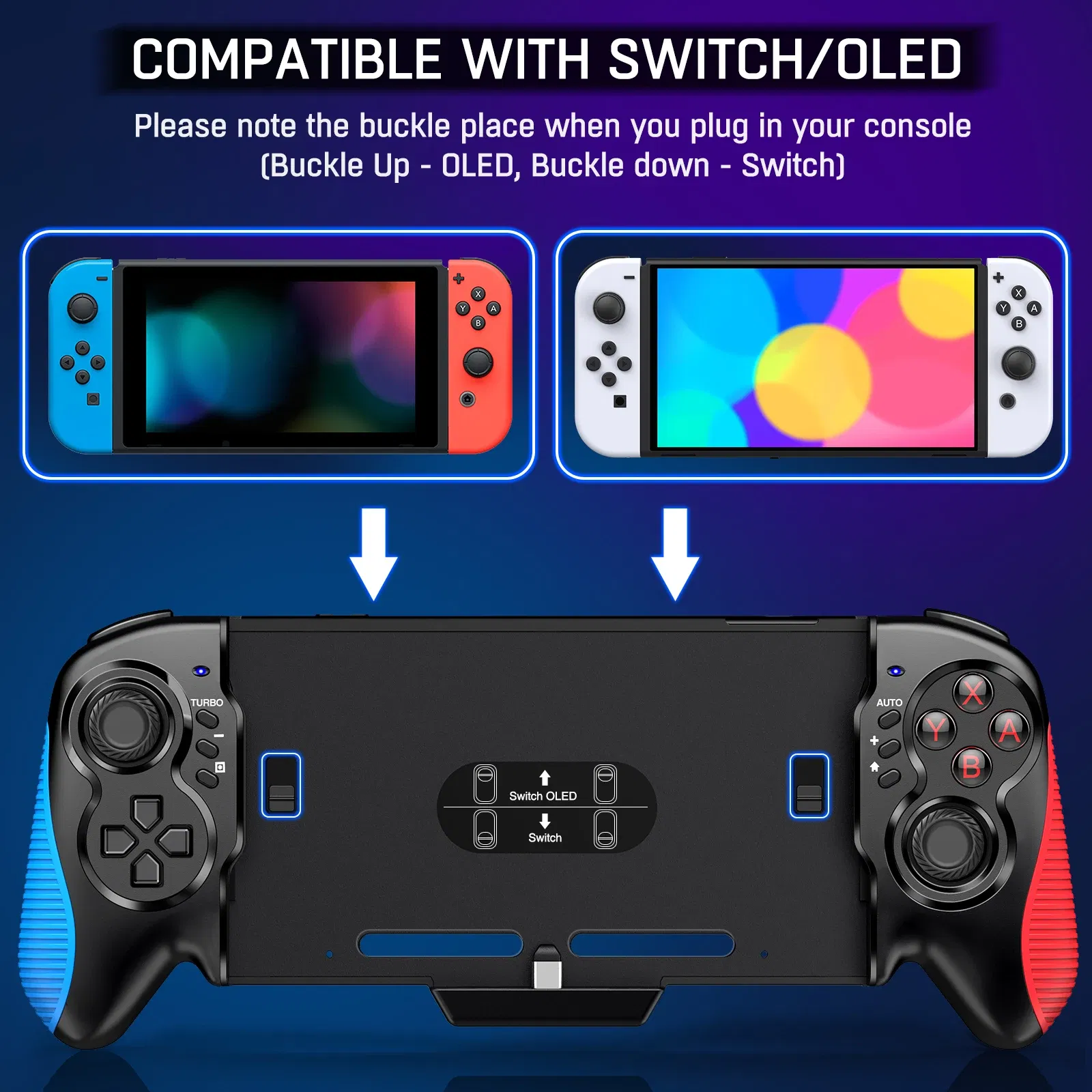 Handheld Gamepad Controller Grip with Dual Vibration for Nintendo Switch