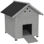 PawHut Duck Coop, Wooden Duck House with Openable Roof and Double Doors, Removable Base for 1-3 Ducks, Outdoor Small Animal House, Gray - Image 11
