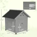 PawHut Duck Coop, Wooden Duck House with Openable Roof and Double Doors, Removable Base for 1-3 Ducks, Outdoor Small Animal House, Gray - Image 3