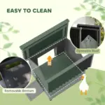 PawHut Duck Coop, Wooden Duck House with Openable Roof and Double Doors, Removable Base for 1-3 Ducks, Outdoor Small Animal House, Gray - Image 4