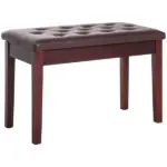 HOMCOM Duet Piano Bench Birchwood and Faux Leather Comfortable Seating for Two Elegant Brown - Image 11