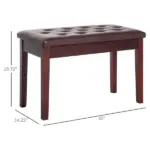 HOMCOM Duet Piano Bench Birchwood and Faux Leather Comfortable Seating for Two Elegant Brown - Image 3