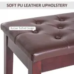 HOMCOM Duet Piano Bench Birchwood and Faux Leather Comfortable Seating for Two Elegant Brown - Image 5