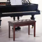 HOMCOM Duet Piano Bench Birchwood and Faux Leather Comfortable Seating for Two Elegant Brown - Image 7