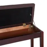 HOMCOM Duet Piano Bench Birchwood and Faux Leather Comfortable Seating for Two Elegant Brown - Image 8