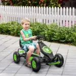 Aosom Durable Pedal Go Kart for Kids, Ergonomic Ride-On Toy with Rubber Tires, Green, Ages 5-12 - Image 2