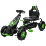 Aosom Durable Pedal Go Kart for Kids, Ergonomic Ride-On Toy with Rubber Tires, Green, Ages 5-12