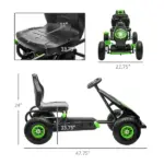 Aosom Durable Pedal Go Kart for Kids, Ergonomic Ride-On Toy with Rubber Tires, Green, Ages 5-12 - Image 3