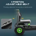 Aosom Durable Pedal Go Kart for Kids, Ergonomic Ride-On Toy with Rubber Tires, Green, Ages 5-12 - Image 4