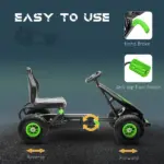 Aosom Durable Pedal Go Kart for Kids, Ergonomic Ride-On Toy with Rubber Tires, Green, Ages 5-12 - Image 5