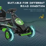 Aosom Durable Pedal Go Kart for Kids, Ergonomic Ride-On Toy with Rubber Tires, Green, Ages 5-12 - Image 6