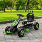 Aosom Durable Pedal Go Kart for Kids, Ergonomic Ride-On Toy with Rubber Tires, Green, Ages 5-12 - Image 10