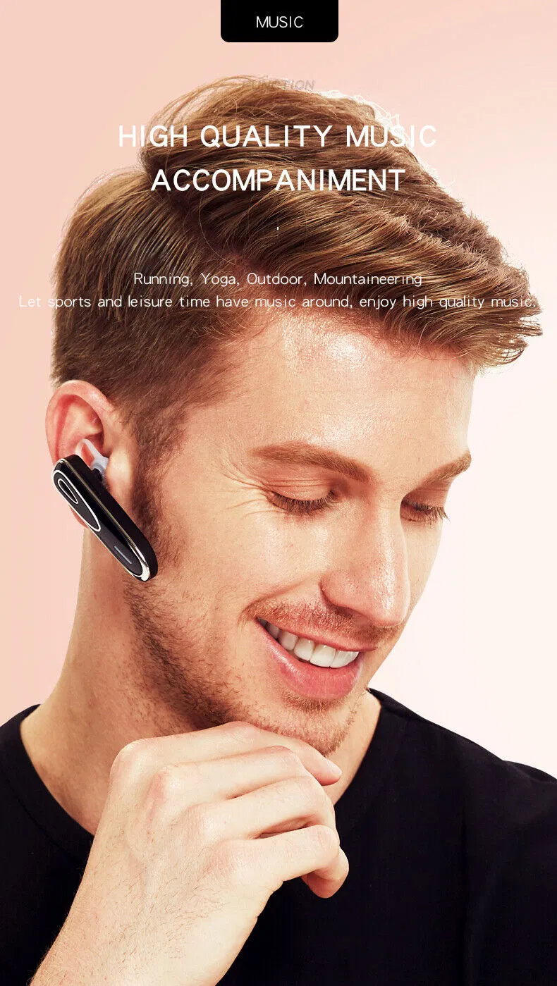 Bluetooth 5.0 Wireless Mono Earpiece Headset with Microphone