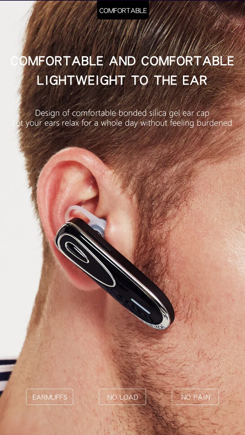 Bluetooth 5.0 Wireless Mono Earpiece Headset with Microphone