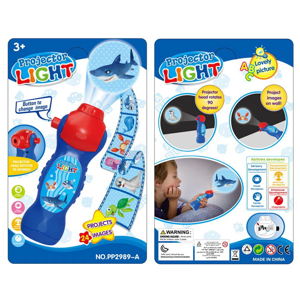 Kids Animal Slide Projector Flashlight Educational Learning Toy