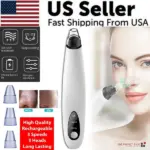 Electric Facial Pore Vacuum Blackhead Remover with 3 Suction Levels and 3 Heads